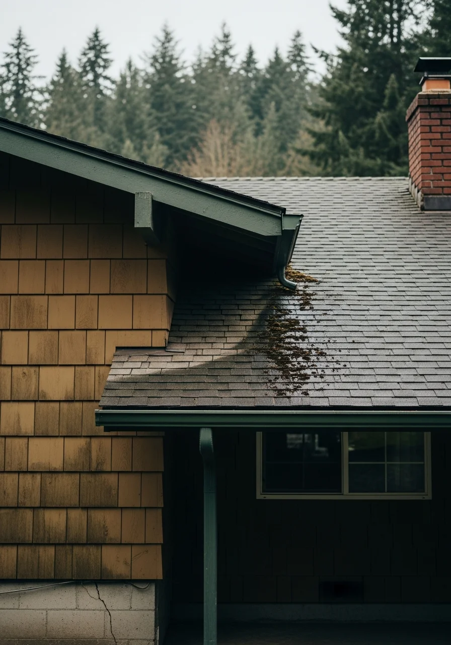 Close-up of an Aumsville home exterior showing construction detail and property features.