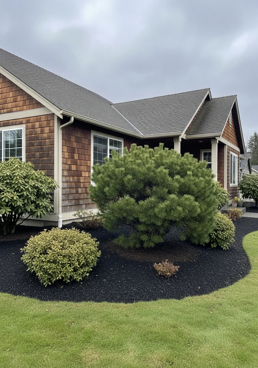 Detailed exterior view of a Benton County property showing foundation and landscaping elements.